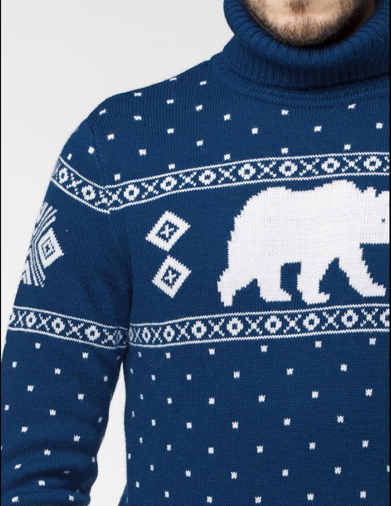 Мужской свитер с медведем c горлом - фото5