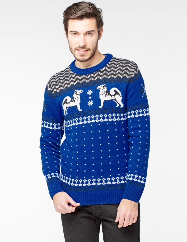 Мужской свитер с хаски - фото2