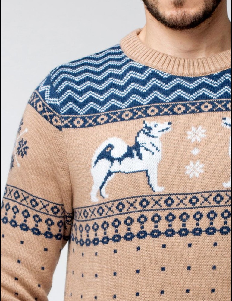 Мужской свитер с хаски - фото5