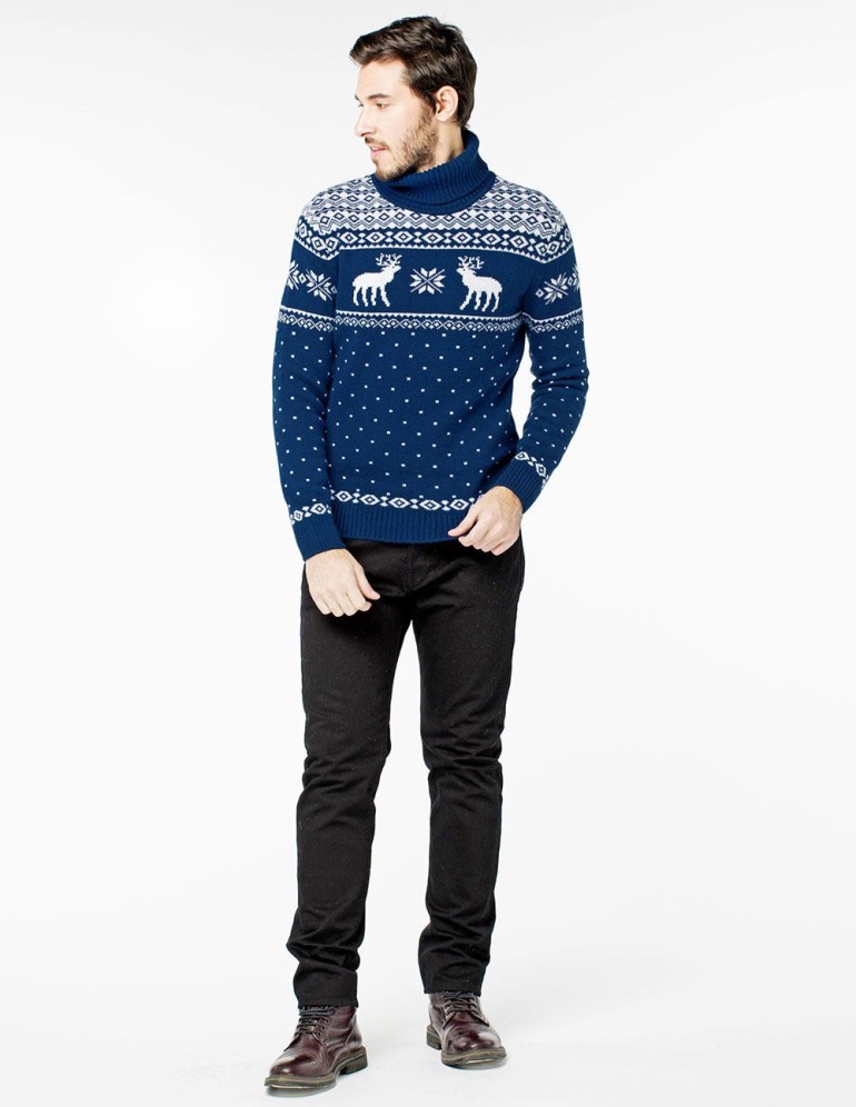 Мужской свитер с оленями c горлом - фото4