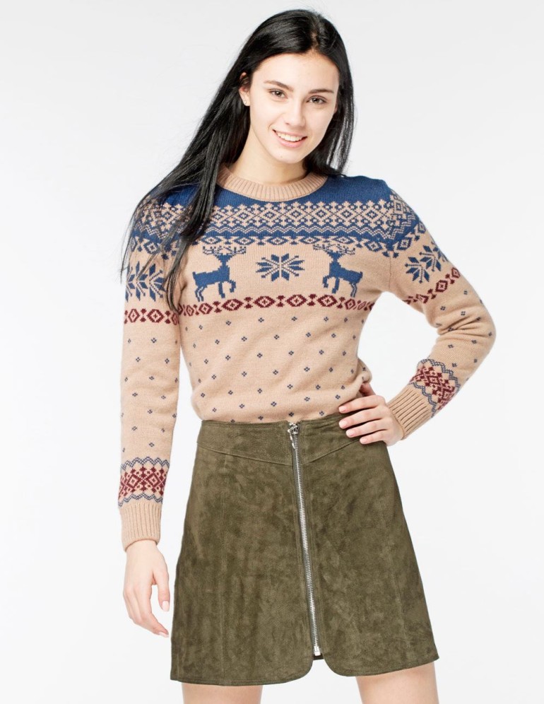 Женский свитер с оленями Классика - фото1