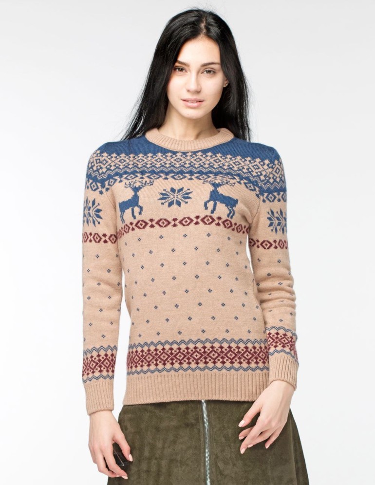 Женский свитер с оленями Классика - фото4