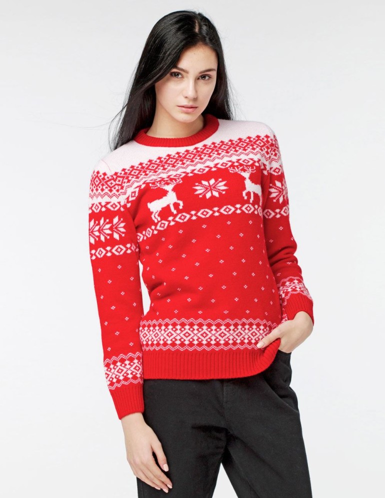 Женский свитер с оленями Классика - фото1