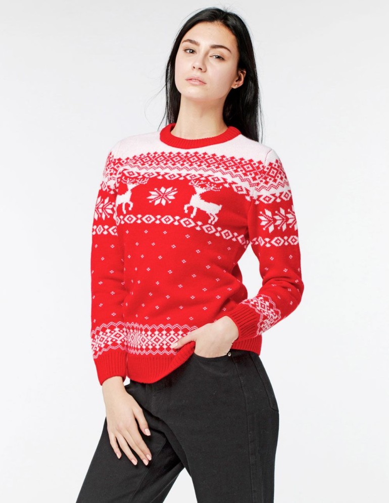 Женский свитер с оленями Классика - фото2