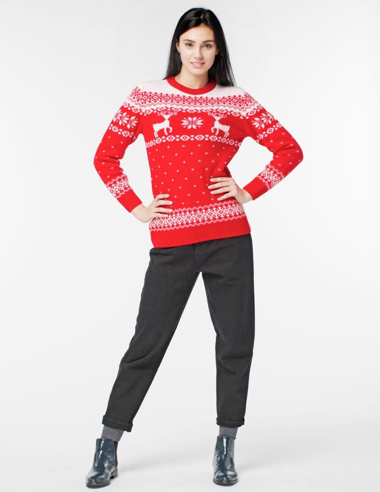 Женский свитер с оленями Классика - фото4