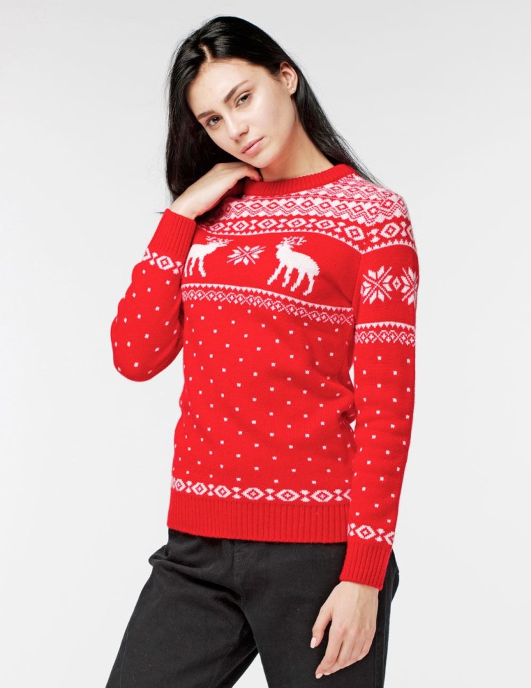 Женский свитер с оленями - фото2