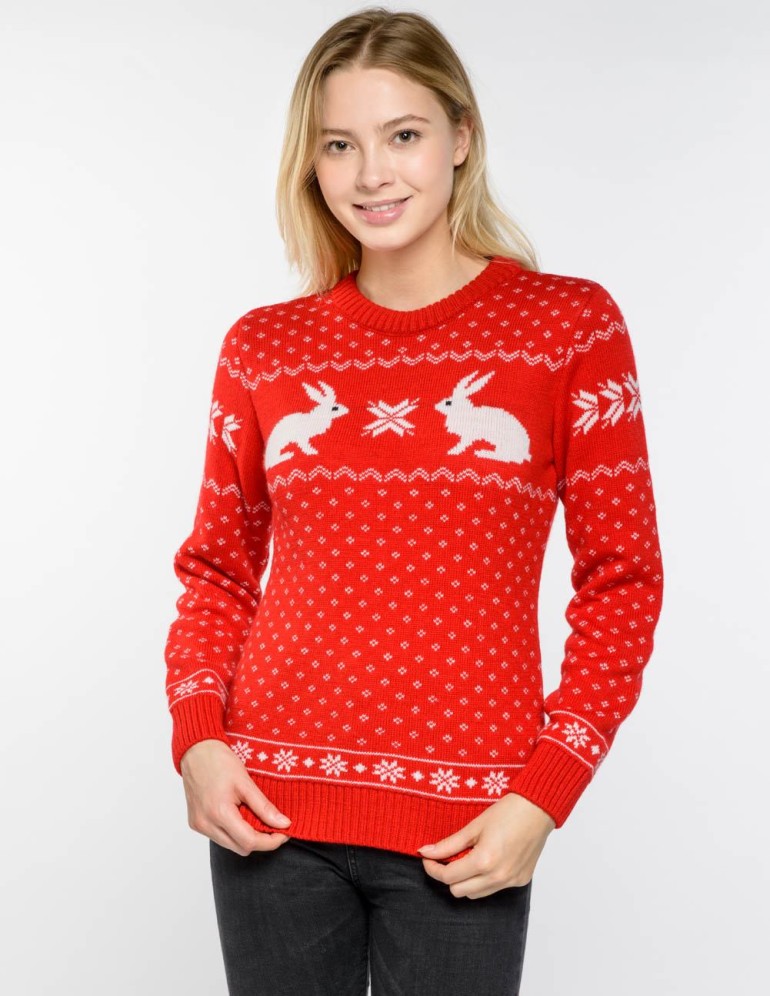 Женский свитер с зайцами - фото1