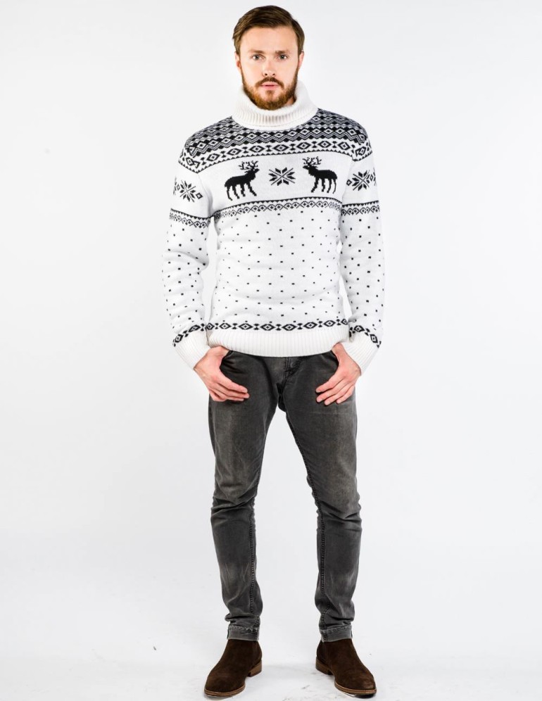 Мужской свитер с оленями c горлом - фото4