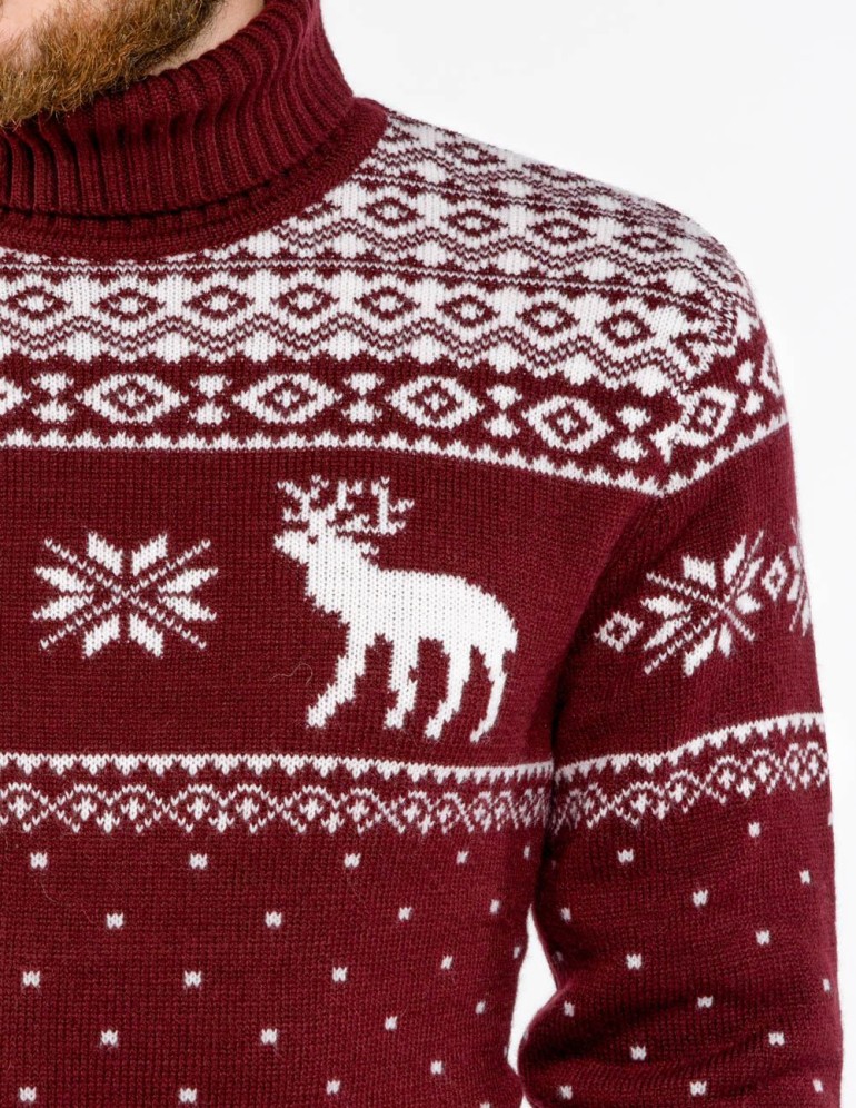 Мужской свитер с оленями c горлом - фото5