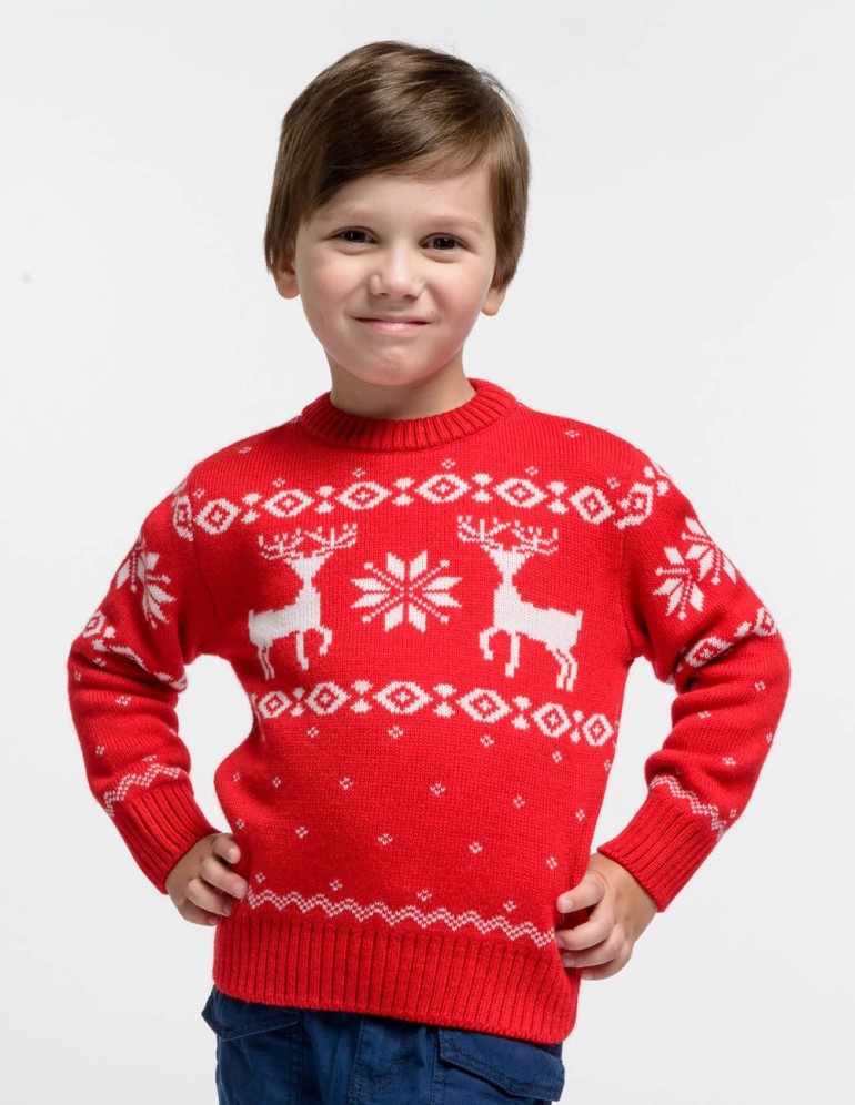 Детский свитер с оленями - фото1