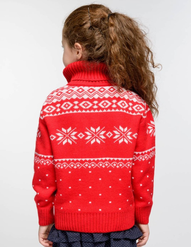 Детский свитер с оленями с горлом - фото3