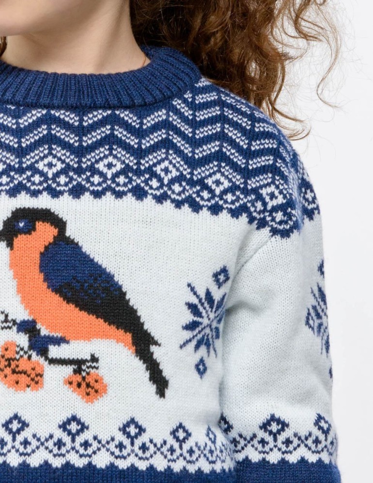 Детский свитер со снегирем - фото5