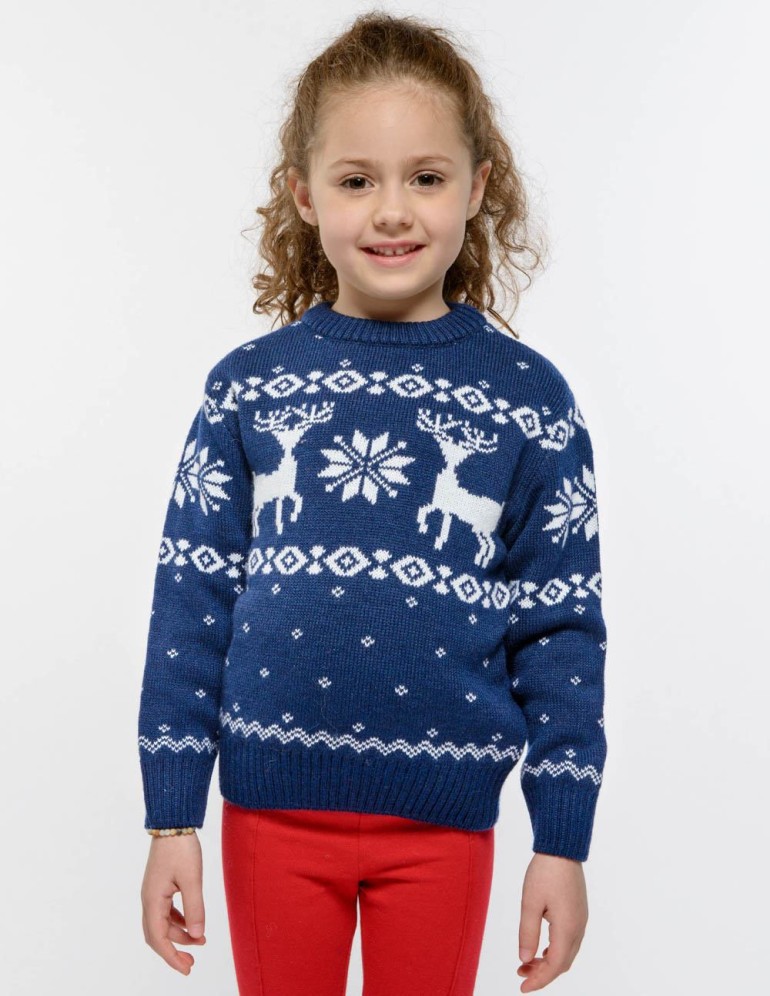 Детский свитер с оленями Классика - фото1