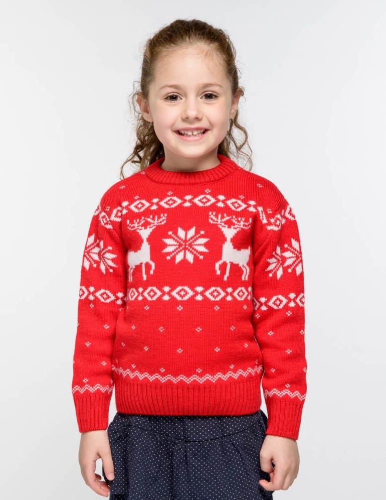 Детский свитер с оленями Классика - фото1
