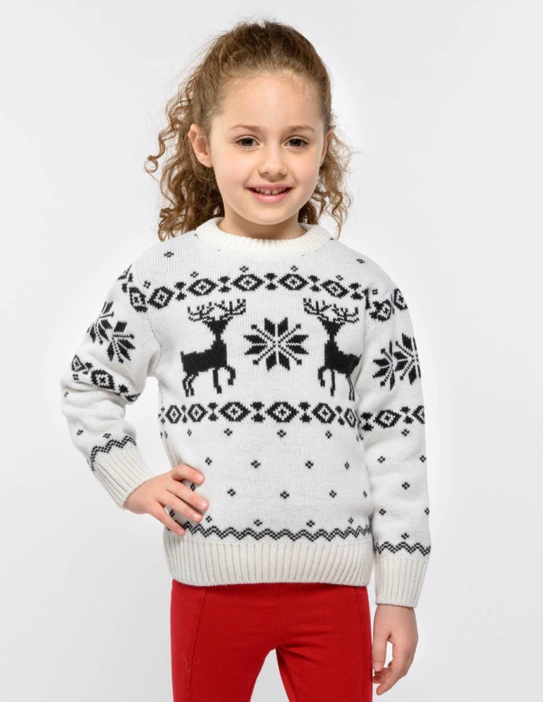 Детский свитер с оленями Классика - фото1