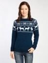 Женский свитер с оленями в ряд - фото1