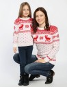 Свитеры с оленями для мамы и дочки - фото2