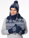Мужские шапка, шарф и варежки со снежинкой - фото1