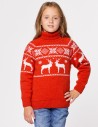 Детский свитер с оленями в ряд с горлом - фото2