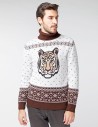 Мужской свитер с тигром c горлом - фото2