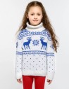 Детский свитер с оленями с горлом - фото1