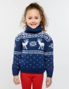 Детский свитер с оленями с горлом - фото1