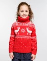 Детский свитер с оленями с горлом - фото1