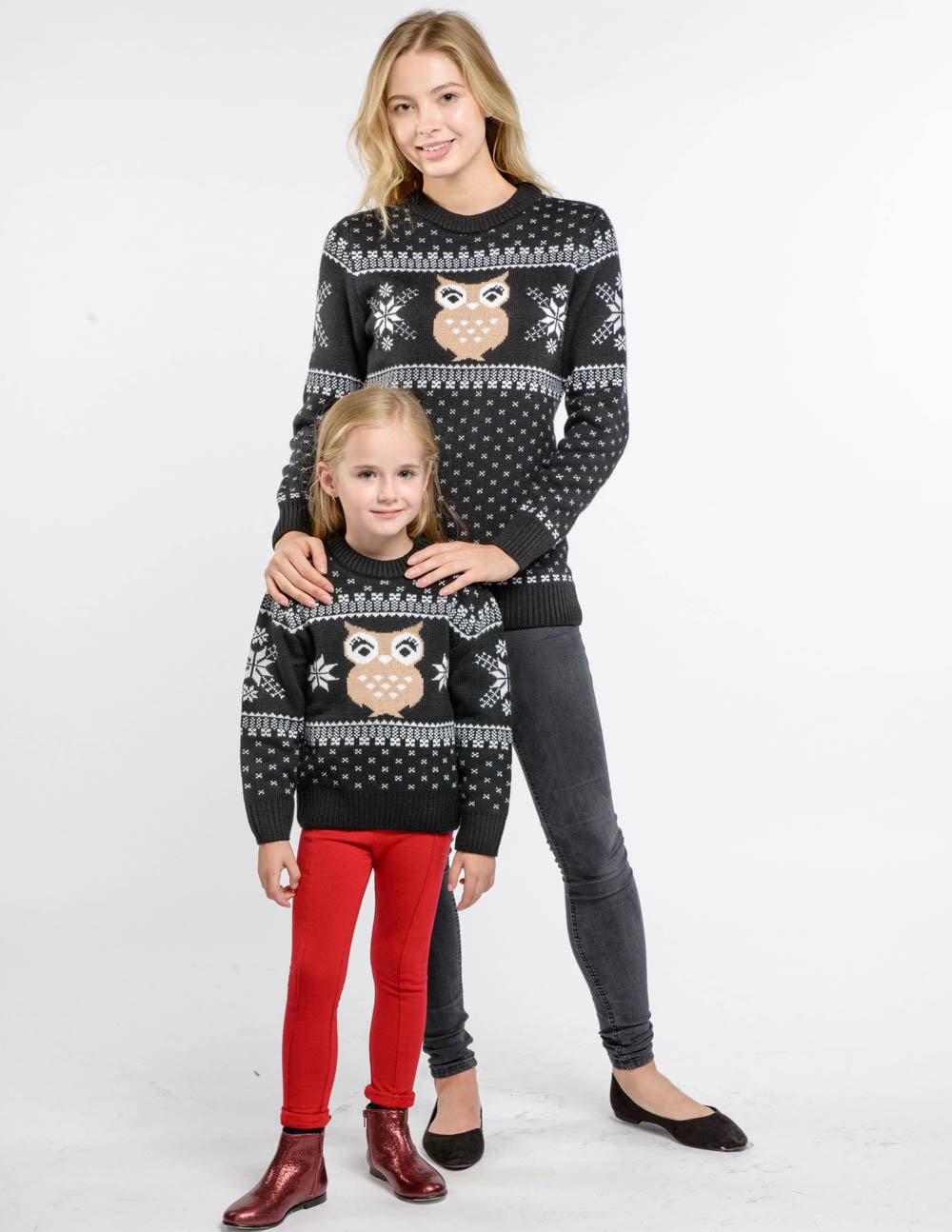 Свитеры с совой для мамы и дочки - фото3