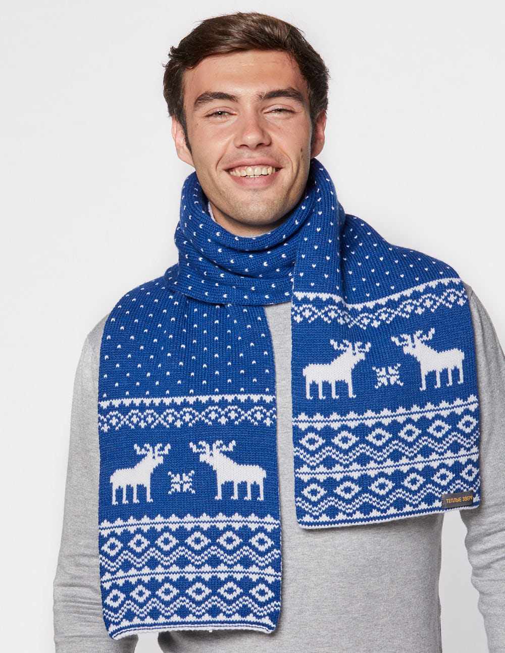 Мужской шарф с оленями - фото1