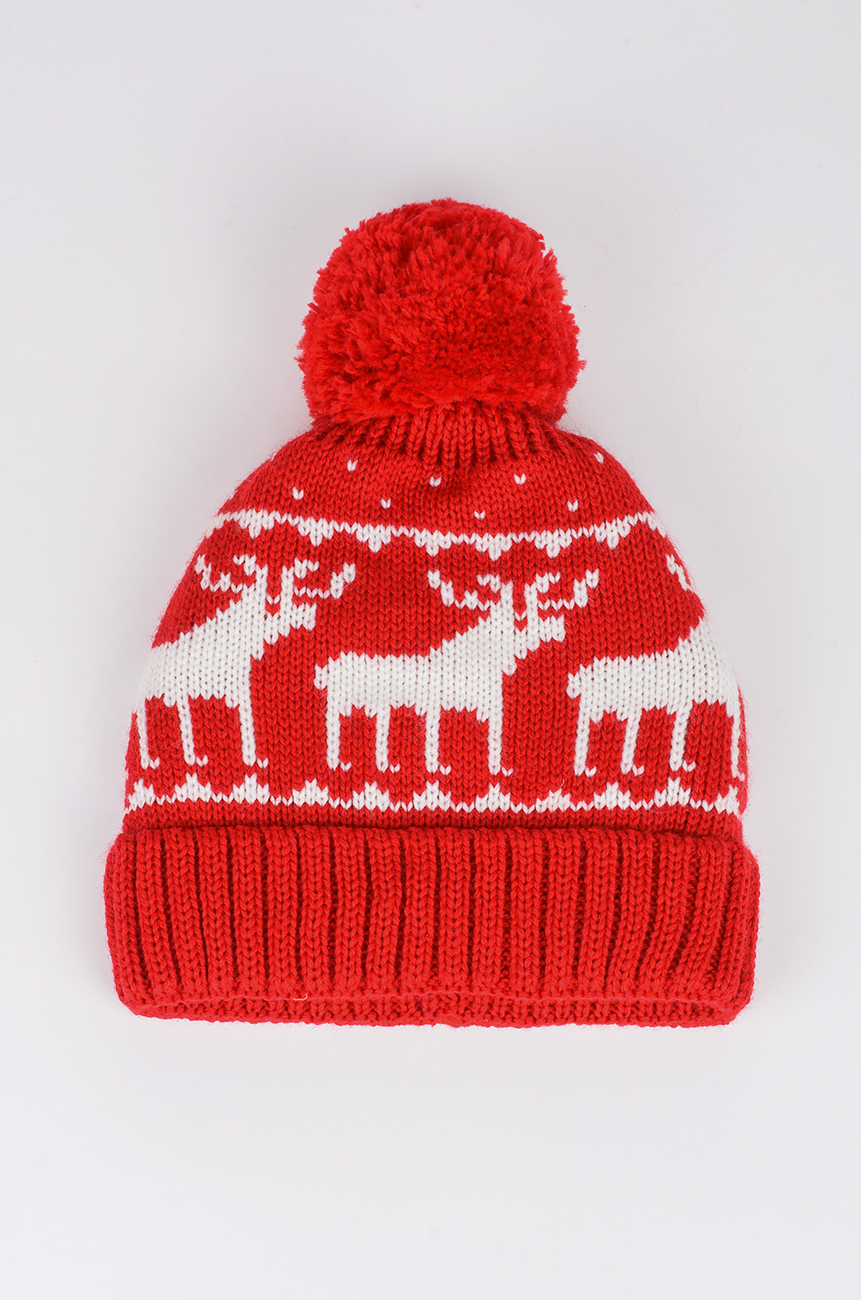 Женская шапка с оленями - фото3