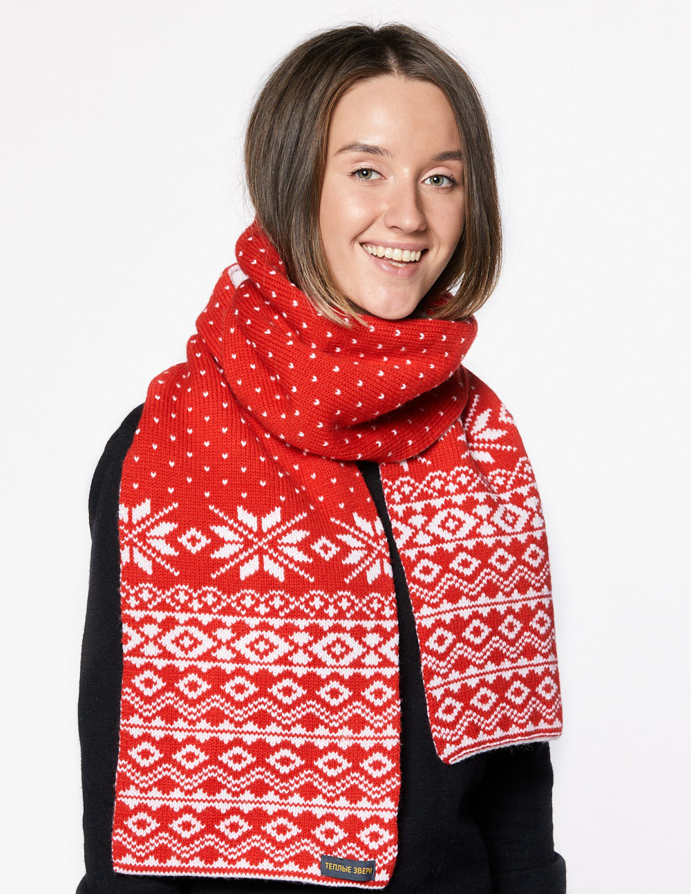 Женский шарф со скандинавскими снежинками - фото2