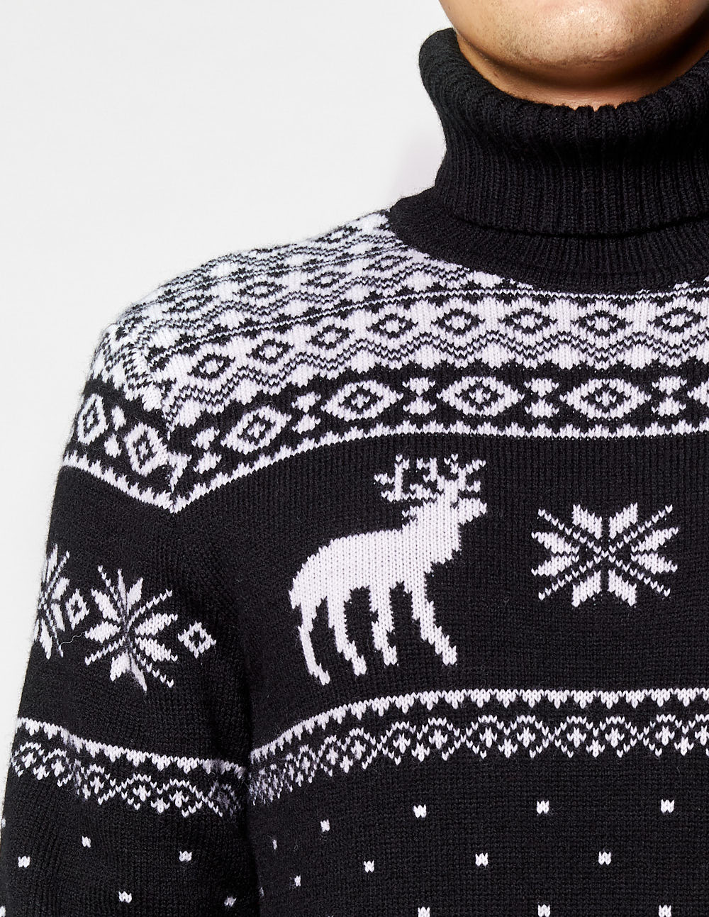 Мужской свитер с оленями c горлом - фото5