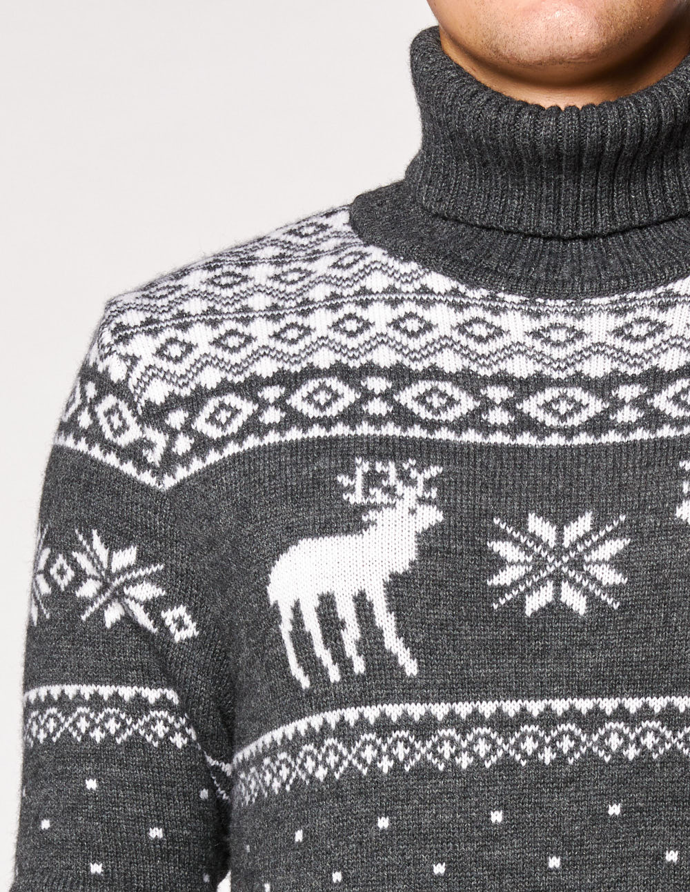 Мужской свитер с оленями c горлом - фото5