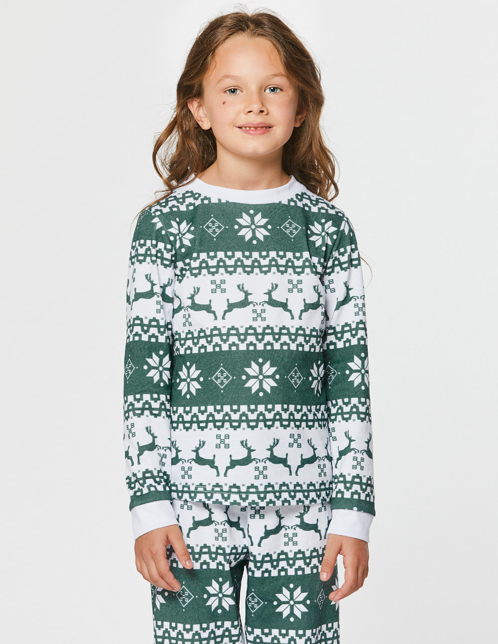 Пижама с оленями для девочки - фото1