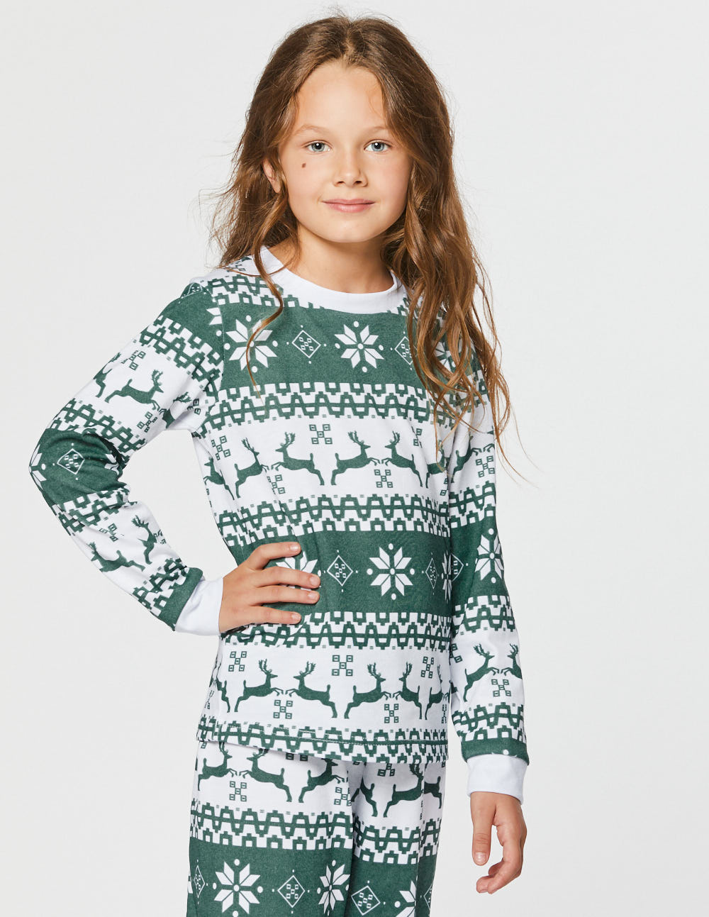 Пижама с оленями для девочки - фото2