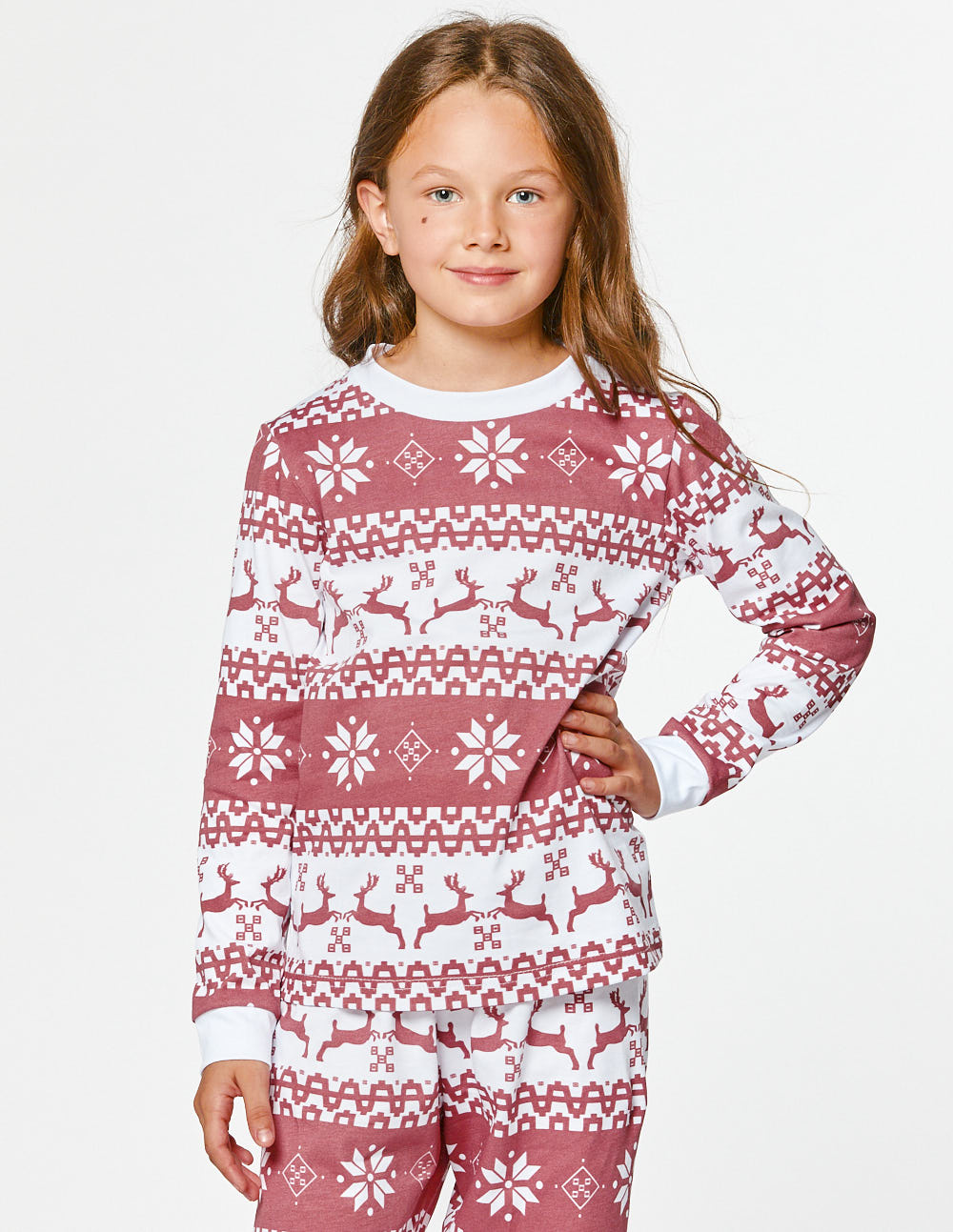 Пижама с оленями для девочки - фото1