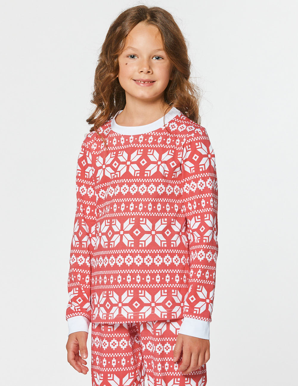 Пижама со снежинками для девочки - фото1