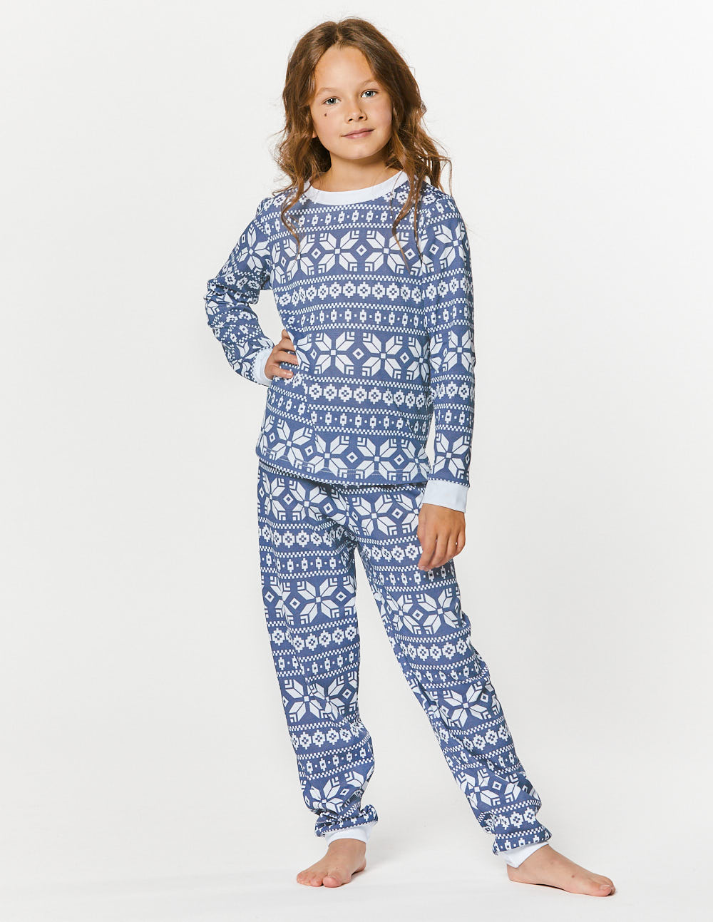 Пижама со снежинками для девочки - фото3