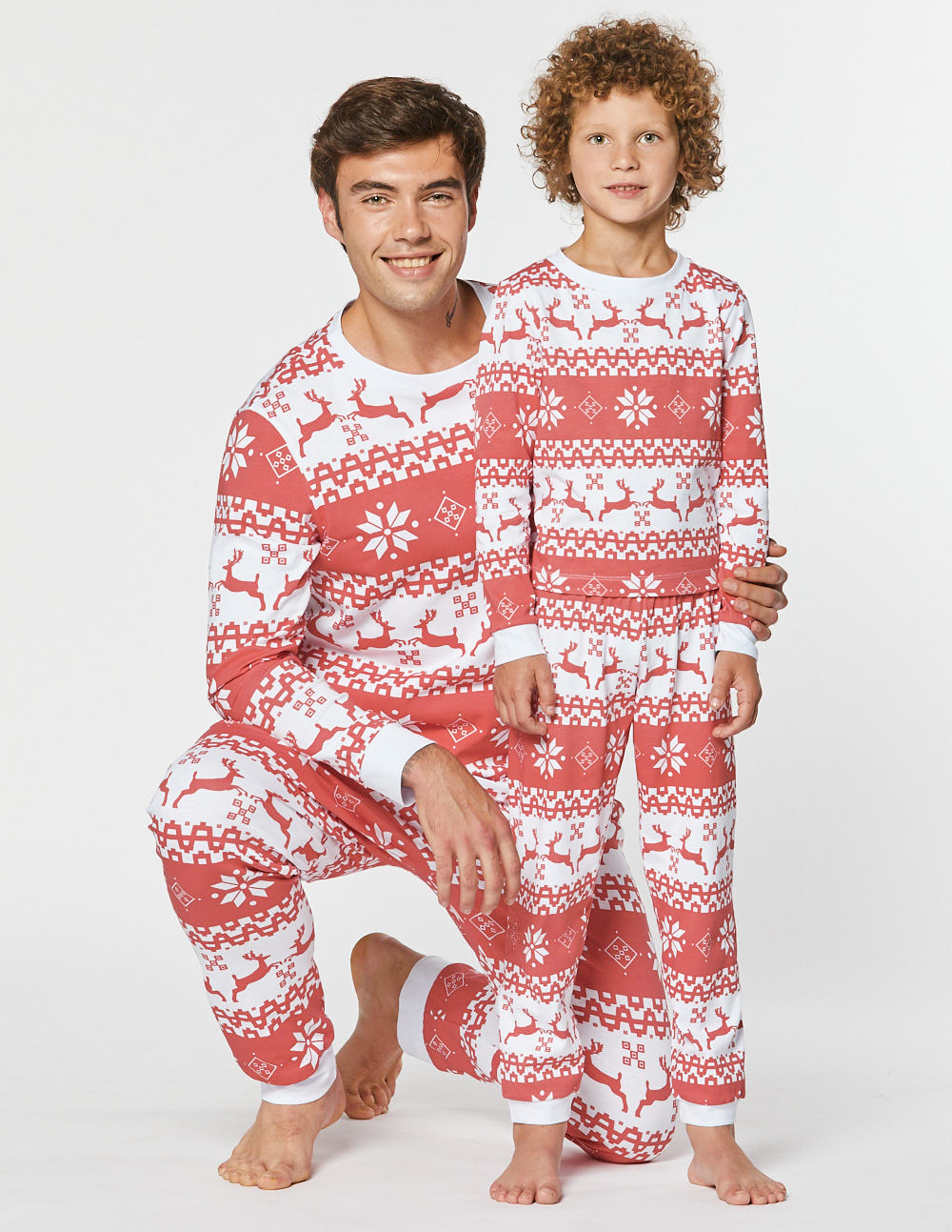 Пижамы с оленями для папы и сына - фото2