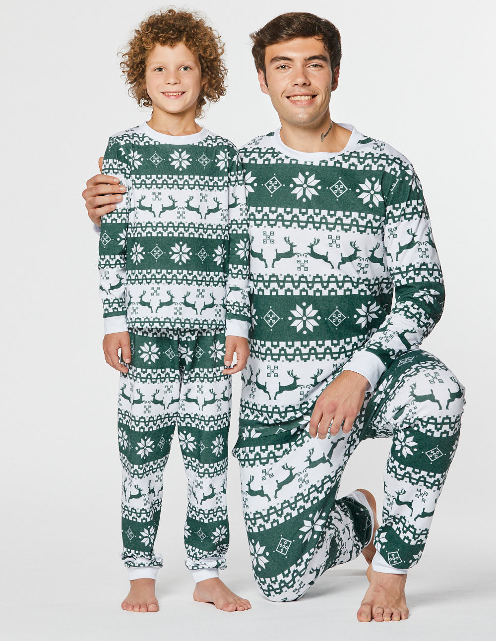 Пижамы с оленями для папы и сына - фото2
