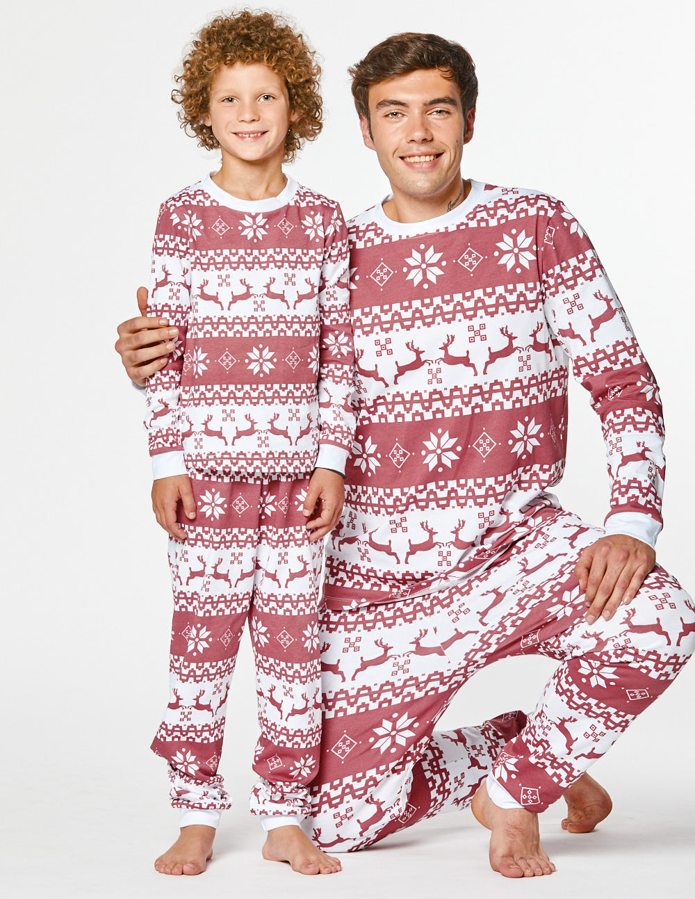 Пижамы с оленями для папы и сына - фото2