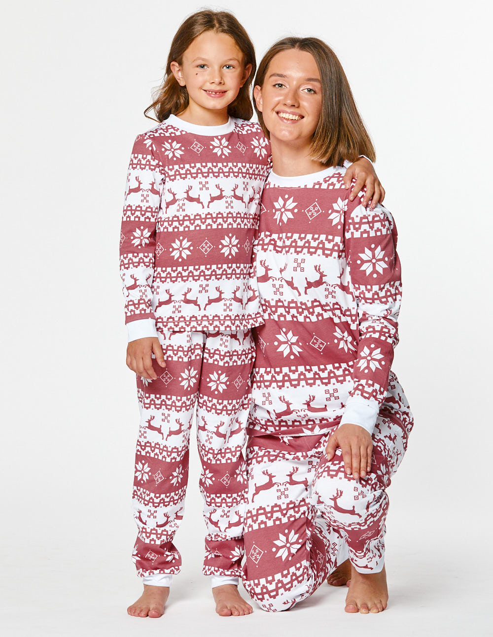 Пижамы с оленями для мамы и дочки - фото1