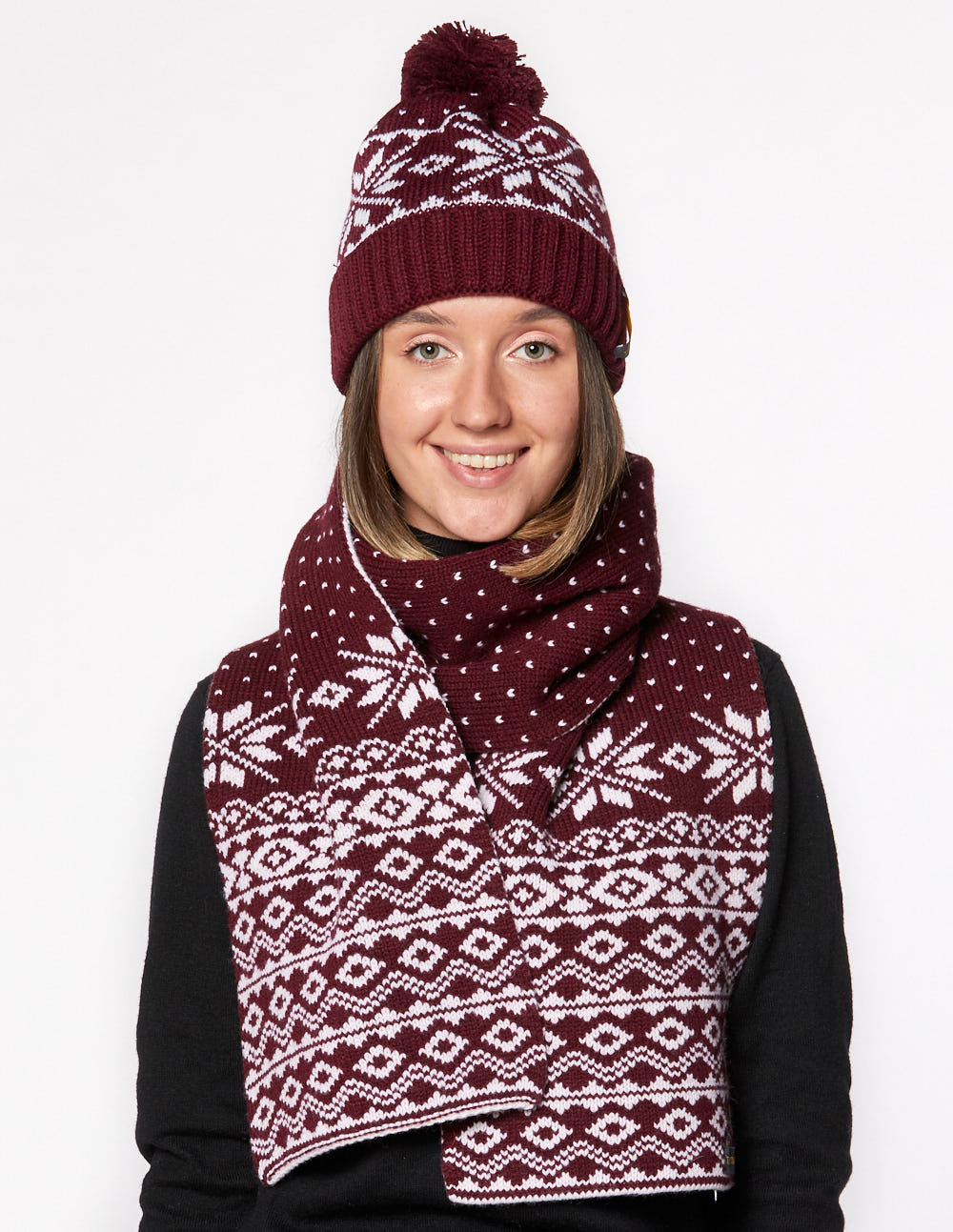 Женские шапка и шарф со снежинками - фото2